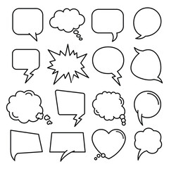 Set of speech bubble doodle vector