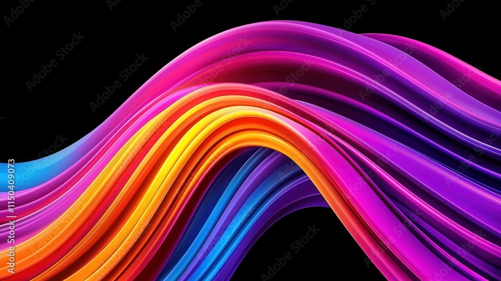 Poster colorful waves of light creating dynamic abstract background design
