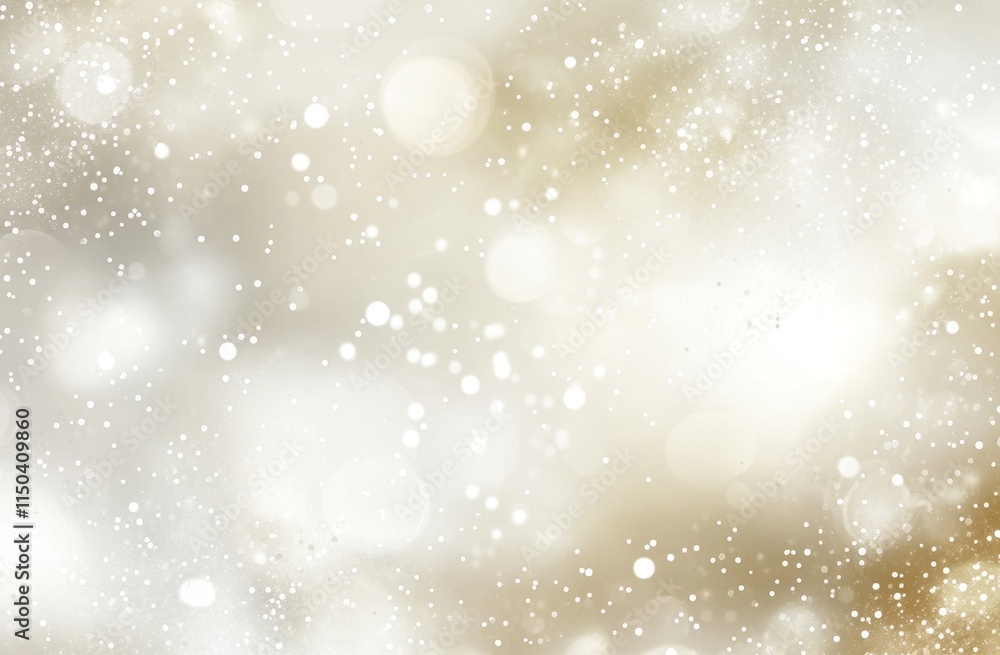 Poster soft, sparkling bokeh background created by light reflections and blurred highlights in golden and w