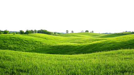 Fototapeta premium Green meadow landscape, transparent background