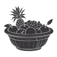 fruits basket silhouette vector icon illustration
