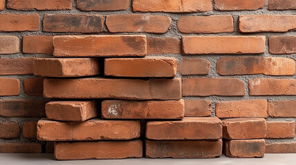 Obraz premium minimalist brick background texture. clay brown brick, surface with textured pattern, for vintage decor, architectural design or modern concepts.