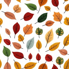 Obraz premium Colorful Autumn Leaves Pattern on White Background for Design Use