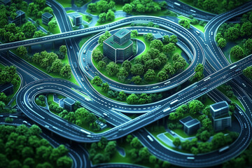 Illustration of it roadmap modern technology and innovative processes, networking and big data. Big Data. Ultra realistic