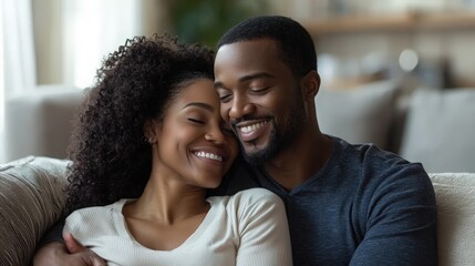 Fototapeta premium Couple enjoying a cozy moment together in a modern living room setting
