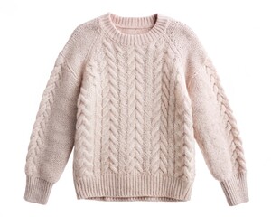 Soft casual sweater of luxury natural mix wool on a white background generative ai