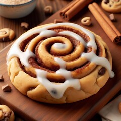 Cookie version of the classic cinnamon roll featuring a swirl of