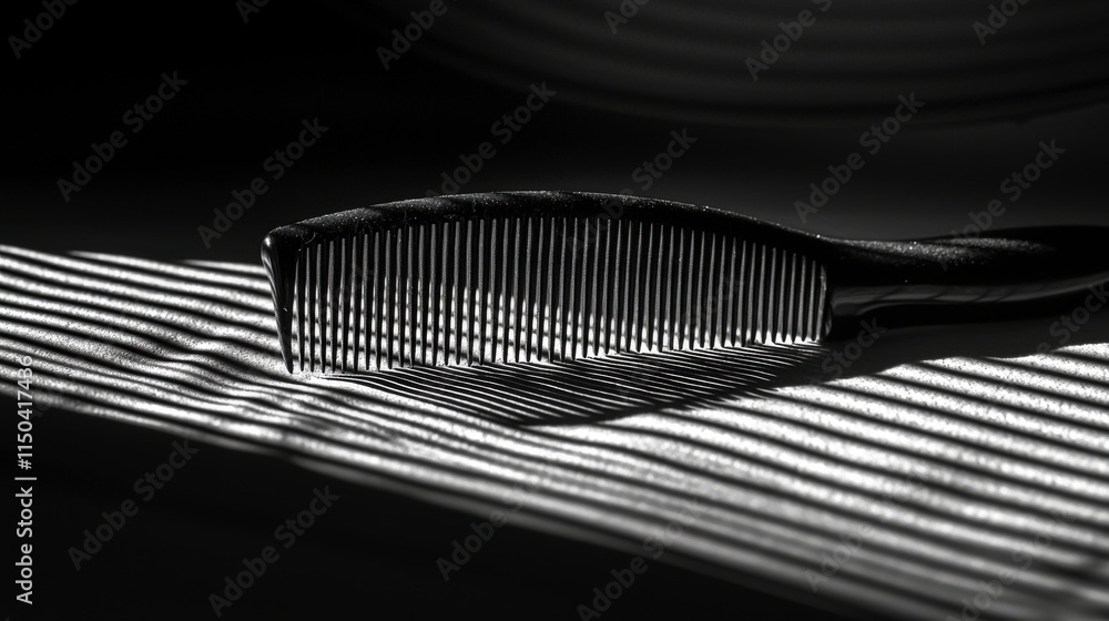 Leinwandbilder Shadow play a comb creates artistic patterns in black and white indoor setting close-up abstract design