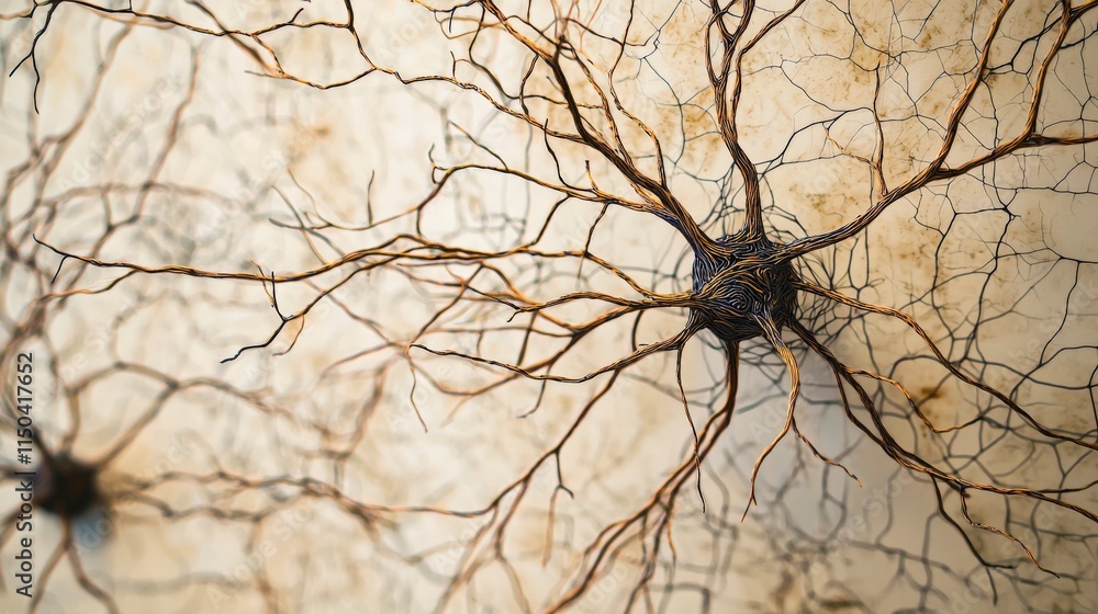 Aufkleber Neuronal network diagram illustrating nerve branching like roads science lab infographic close-up view medical concept
