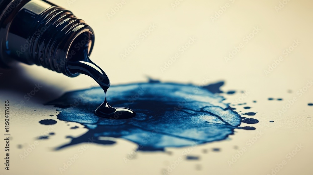 Aufkleber Ink drop expansion on paper artistic observation studio photograph minimalist close-up creativity unleashed