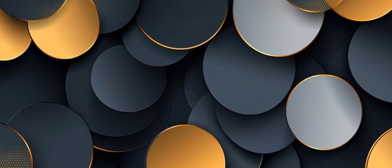 Tech geometric background with abstract golden and grey circles