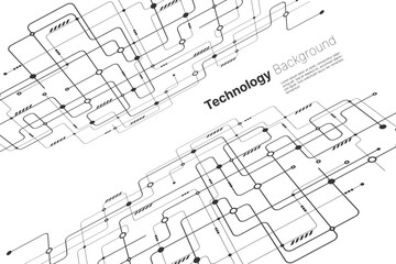 Digital technology circuit board background with dynamic lines. Abstract technology design. Vector illustration.