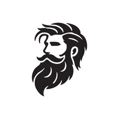 Black Color Bearded Man silhouette design Vector Illustration, Solid White Background 5.eps