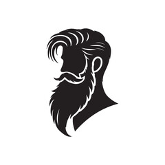 Black Color Bearded Man silhouette design Vector Illustration, Solid White Background 7.eps