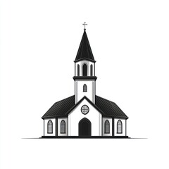 Fototapeta premium Black and White Church Building Illustration
