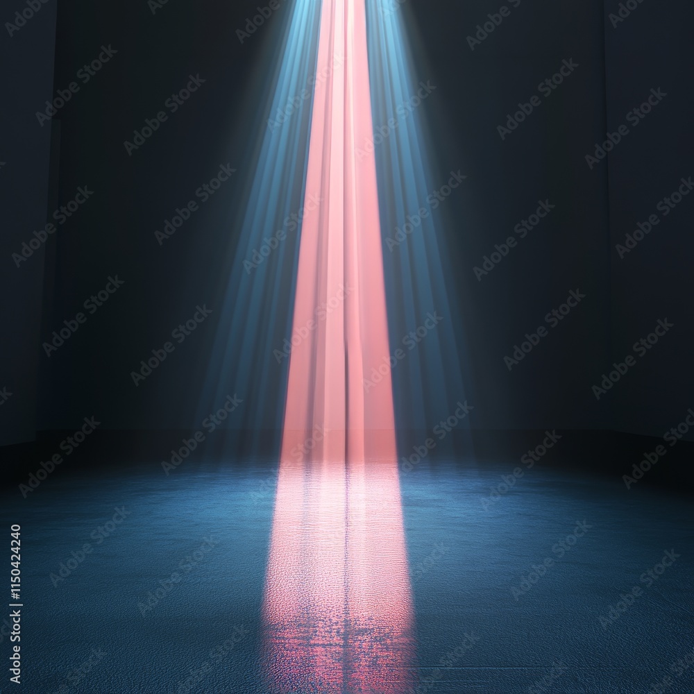 Poster dramatic light rays illuminate a dark room, creating a captivating atmosphere with contrasting color