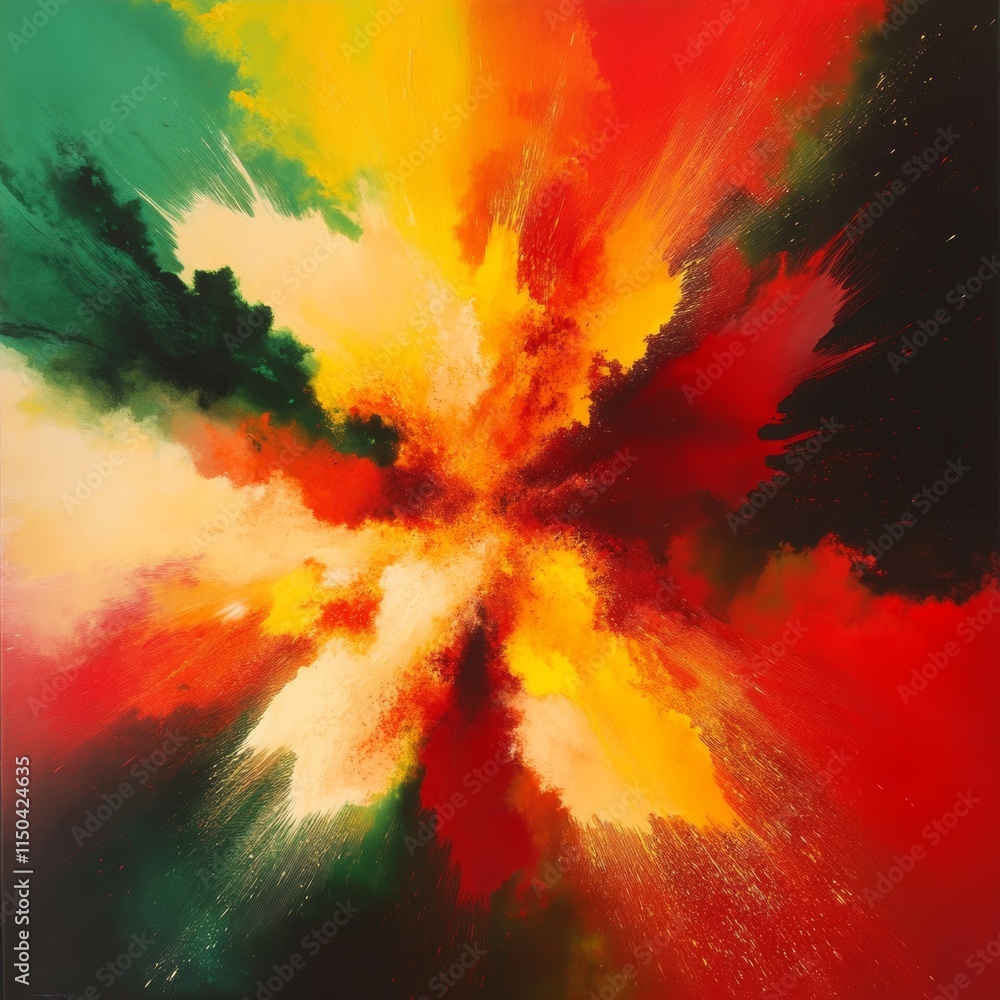 Poster vibrant abstract art explosion of colors depicting energy and movement in a bold and dynamic composi
