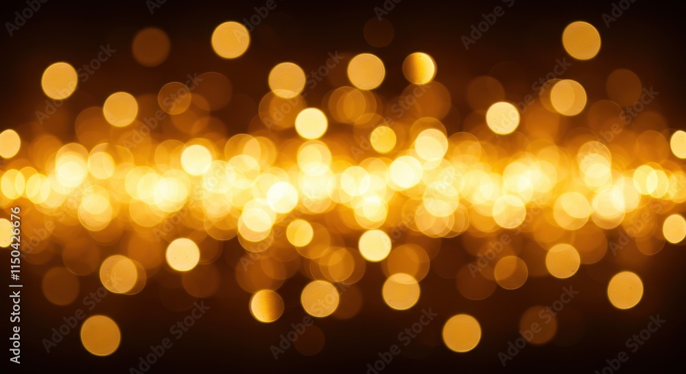 Poster a warm and glowing background filled with golden bokeh lights creating a dreamy and festive atmosphe