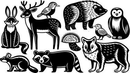 Obraz premium Comprehensive Forest Animals Big Set: Vector Illustrations for Nature and Wildlife Designs.