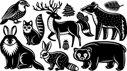 Comprehensive Forest Animals Big Set: Vector Illustrations for Nature and Wildlife Designs.