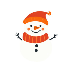  snowman with a carrot nose and scarf minimal vector