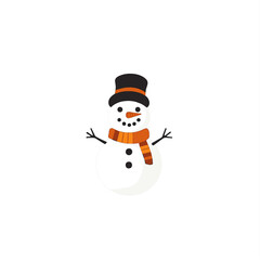  simple snowman with a carrot nose and scarf flar vector