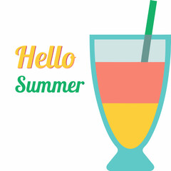 Hello Summer: Vibrant and Creative Design Featuring with a smoothie glass illustration .svg