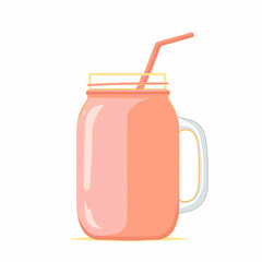  simple A refreshing smoothie in a mason jar with a straw. vector