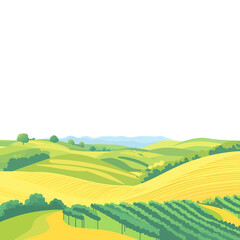  A scenic view of rolling hills and vineyards. minimal vector