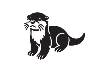 simple otter  black color silhouette in white background