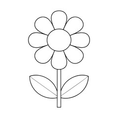 Minimalist Daisy Flower Line Art Coloring Page.