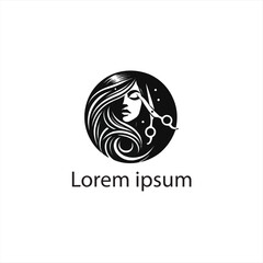 A Black Women Hair Cut Logo Design On White Background