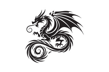 simple dragon black color vector silhouette in white background