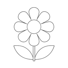 Minimalist Daisy Flower Line Art Coloring Page.