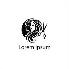 Fototapeta premium A Black Women Hair Cut Logo Design On White Background