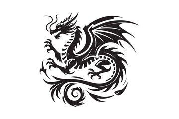 simple dragon black color vector silhouette in white background