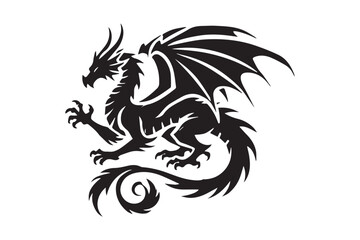 simple dragon black color vector silhouette in white background