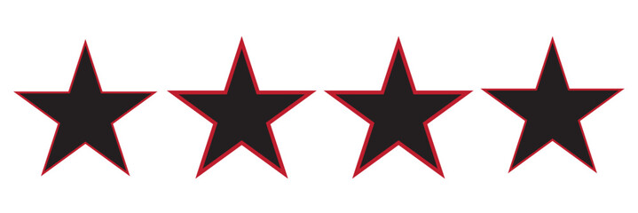 Collection of colorful star icons isolated on a white background. Blue,yellow,Red,Black,Pink Star icons.