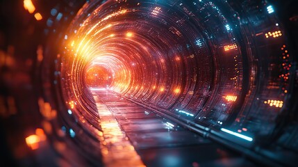 Fototapeta premium Neon futuristic abstract glass with gradient effects creates a sci-fi inspired vortex, symbolizing digital cyber patterns and the metaverse