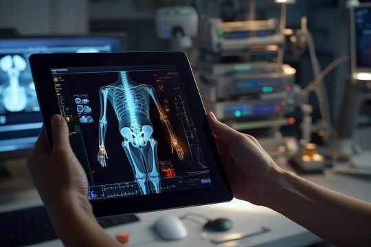 Surgeon's Hand Working on Digital Medical Chart