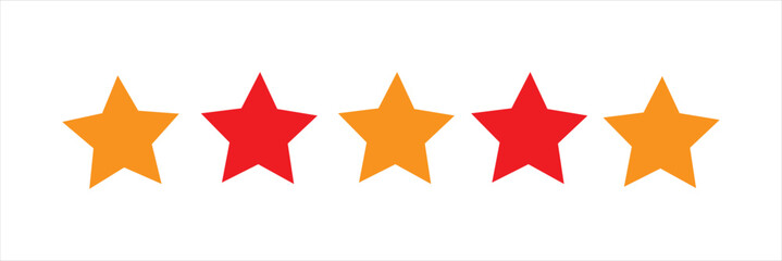 Fototapeta premium Collection of colorful star icons isolated on a white background. Blue,yellow,Red,Black,Pink Star icons.
