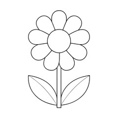 Minimalist Daisy Flower Line Art Coloring Page.