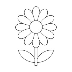 Minimalist Daisy Flower Line Art Coloring Page.