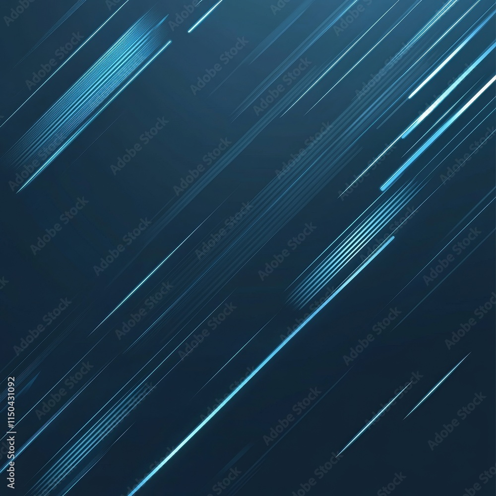 Poster dynamic blue light streaks create a sense of movement in an abstract background suitable for digital