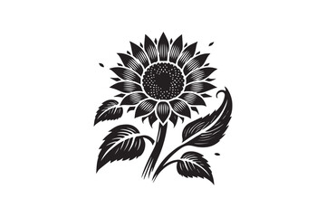 simple sunflower black color vector silhouette in white background