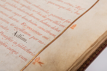 Old book manuscript close up