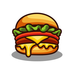 Burger logo vector illustration template simple design icon with shadow