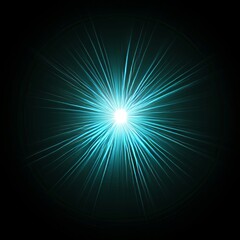 Obraz premium Bright Turquoise Light Emanating From a Central Point, Surrounded by Radiant Beams in a Dark Setting, Creating a Mesmerizing Visual Effect