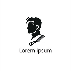 A Black Men Hair Cut Logo Design On White Background
