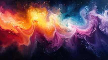 Obraz premium Oil painting with swirls and watercolor creates an abstract art piece with a dynamic, fluid effect